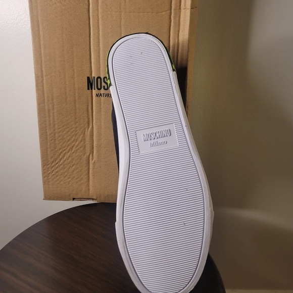 Moschino zippered logo-tape sneakers Green (Chartreuse) + Black Men's Size 44 - Picture 3 of 6